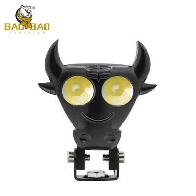 Black Bull Horn Cartão animado Branco Amarelo Motocicleta Spotlight lâmpada LED Acessórios