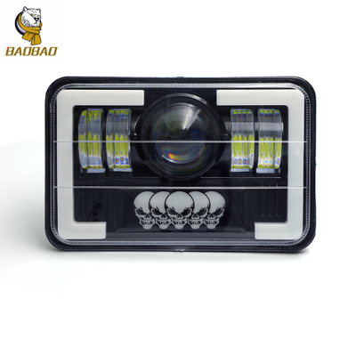 Plástico Alumínio 5 polegadas Caveira Branco Amarelo Faróis de carro LED Moto Spotlight