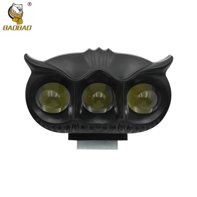 3 LED Owl Style Alumínio preto Motorcycle LED HeadLight Spot Lamp