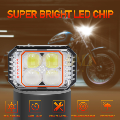 80V 4 Beads Branco Amarelo Flashing Multi Color Metal Motorcycle Luz LED