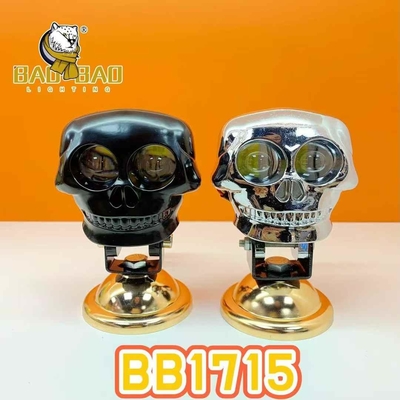 Caveira de alumínio 12V 2 Olhos Branco Amarelo Flash de duas cores Prateado Preto Para Motocicleta Mini Luz de Conduzção